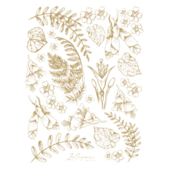 New Zealand Native Leaves and Flowers - Tea Towel Design