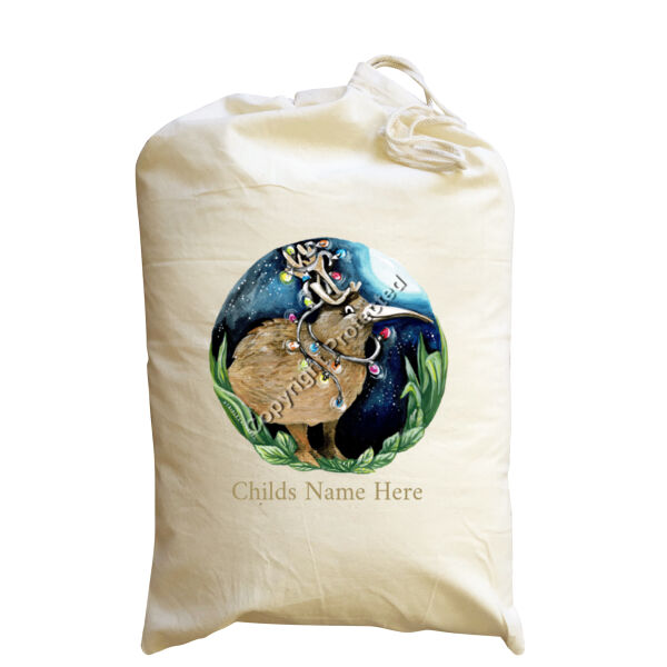 Xmas Kiwi - Medium Calico Santa Sack Thumbnail