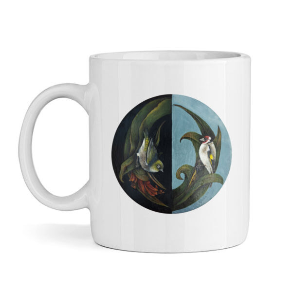 Tauhou and Goldfinch amongst the Harakeke - Mug Thumbnail
